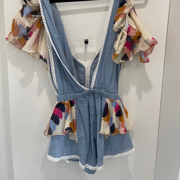 Romper with cotton silk detail and lace ruffle - perfect condition. - Picture 3 of 3